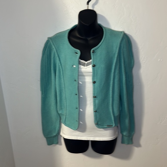 Geiger of Austria blue knit button down cardigan S - Picture 2 of 13